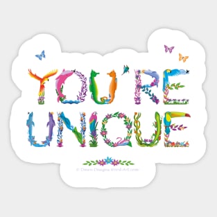 YOU'RE UNIQUE - tropical word art Sticker